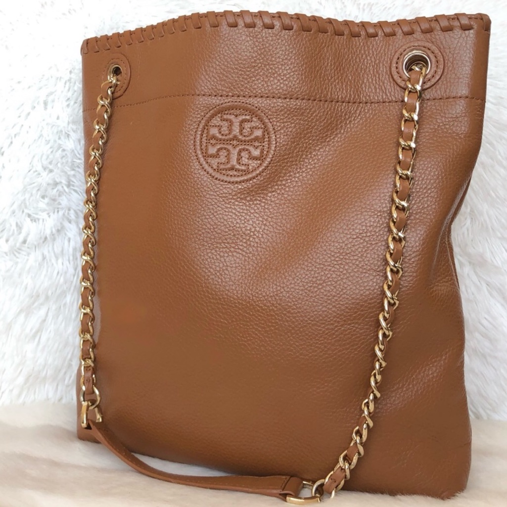 Tory Burch Cognac Bark Leather Bag